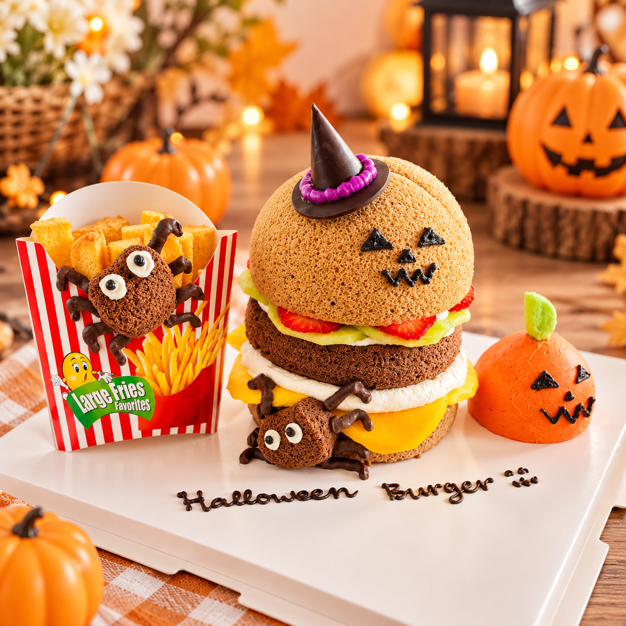 HALLOWEEN BURGER & FRIES CAKE