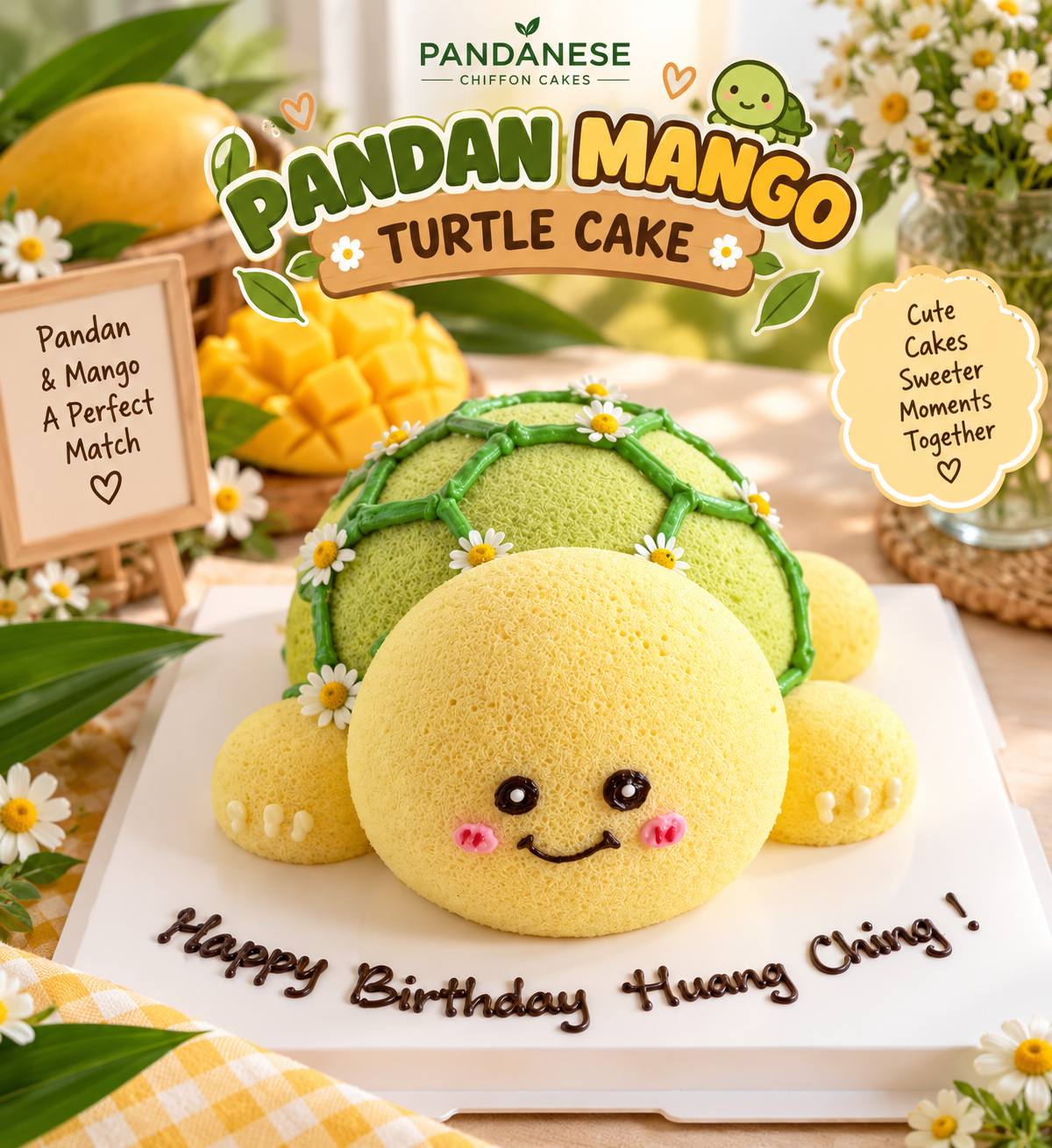 PANDAN MANGO TURTLE CAKE 6"